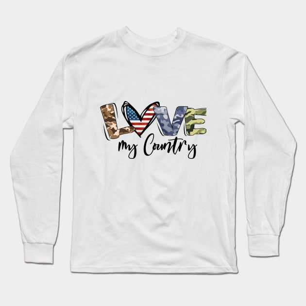 Patriotic design - Love my country USA Long Sleeve T-Shirt by VikiShop